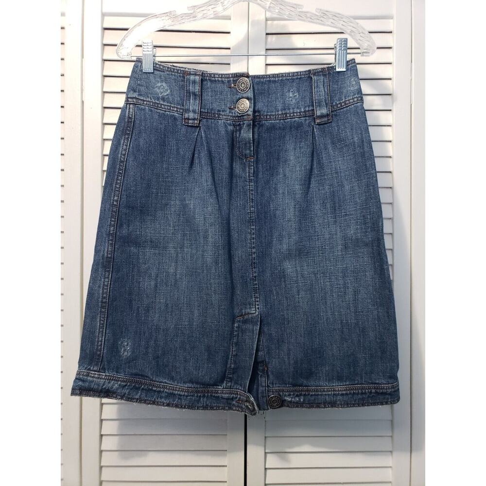 Assembly Distressed‎ Demin Skirt Women's US 4 Medium Wash Vintage Blue Buttons
